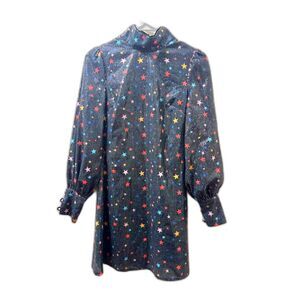 Olivia Rubin Melissa Mini Dress Sequin Star Print NYE Holiday 0 Black Multicolor